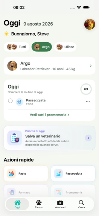 La nuova schermata Oggi di HeyArgo su iPhone